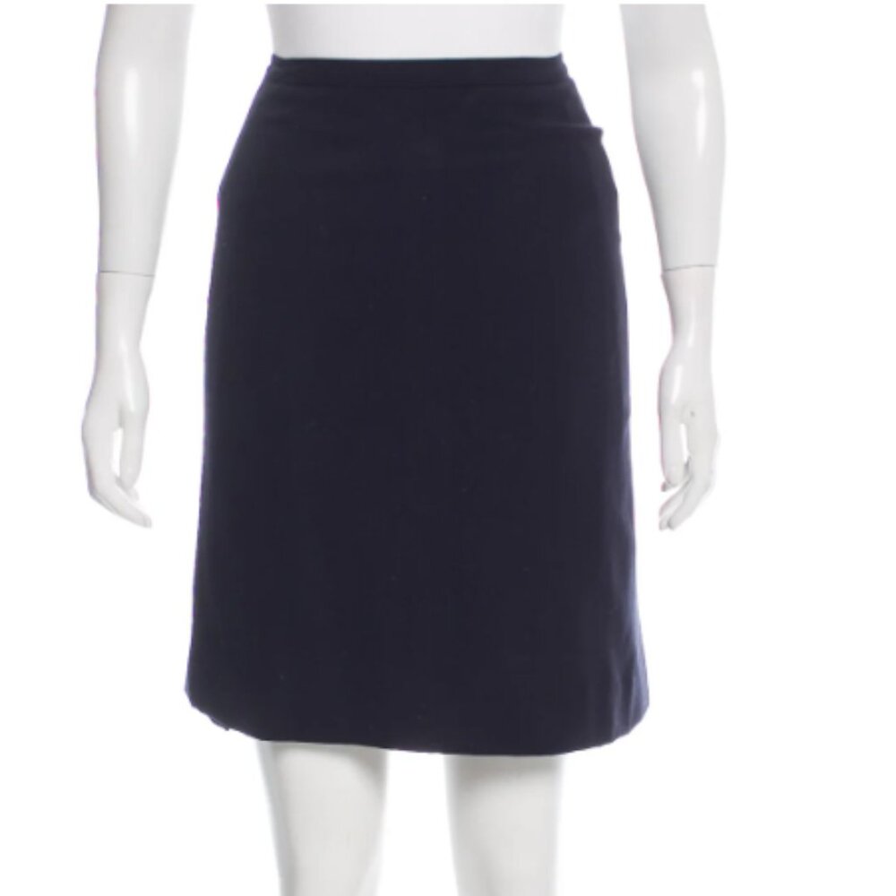 Chanel Dark Slate-layered Wool Skirt Sz XS